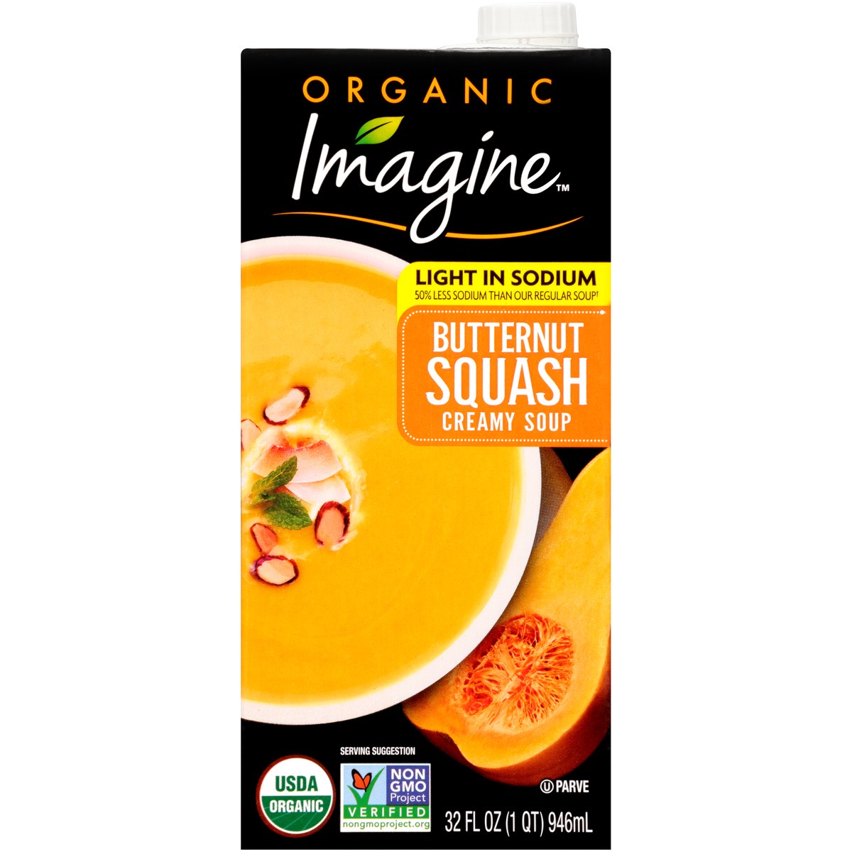 slide 1 of 10, Imagine Creamy Butternut Squash Soup, Light Sodium, 32 fl oz