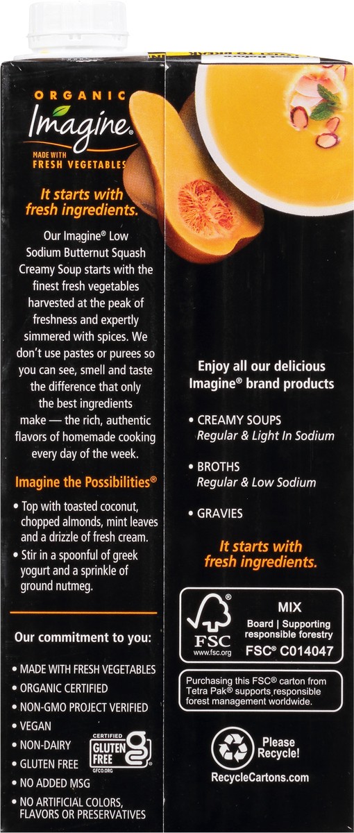 slide 8 of 10, Imagine Creamy Butternut Squash Soup, Light Sodium, 32 fl oz