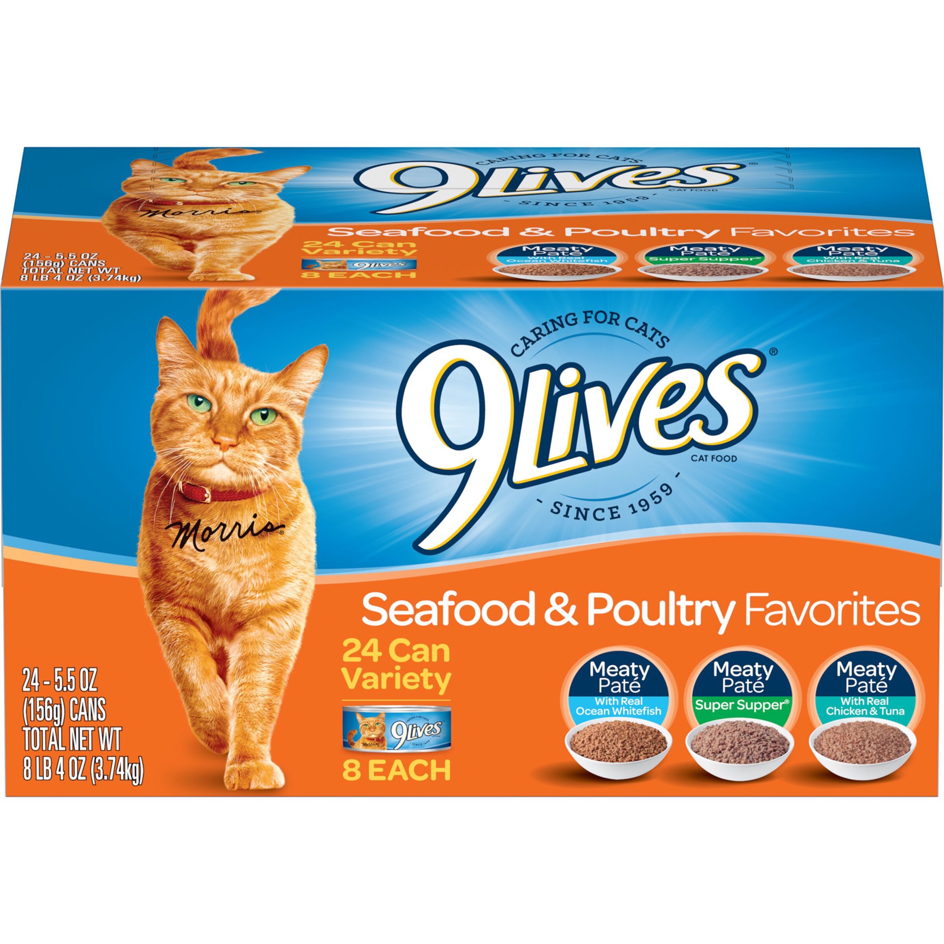 slide 1 of 5, 9Lives Seafood and Poultry Favorites Variety Pack, 24 5.5-Ounce Cans, 132 oz