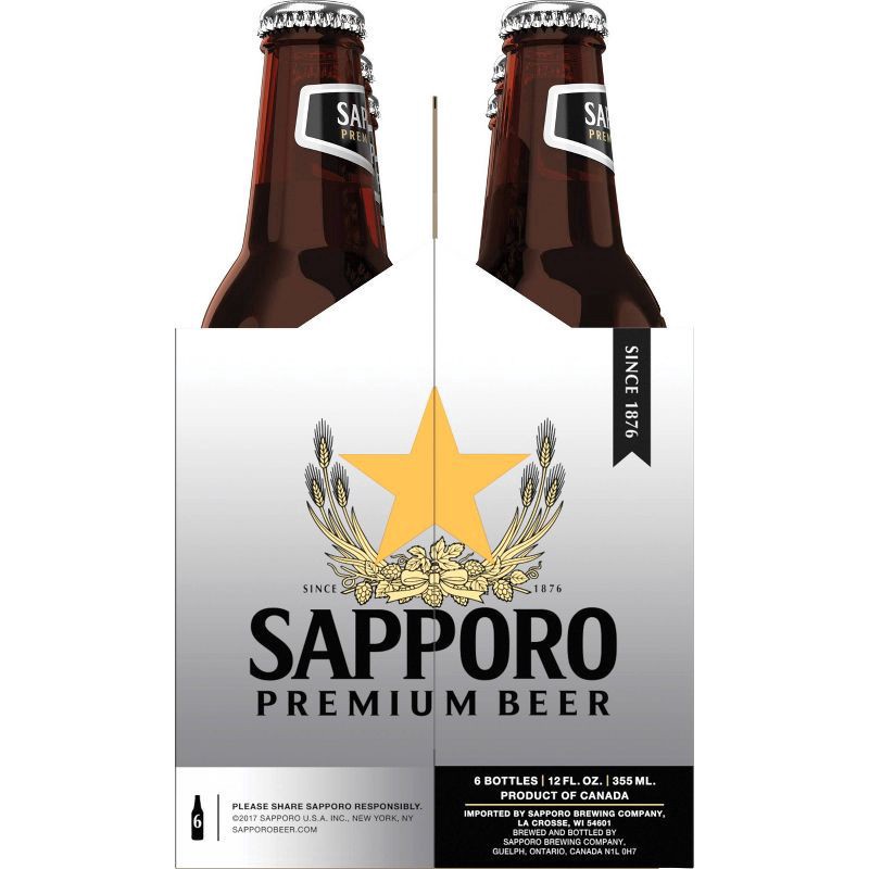 slide 2 of 3, Sapporo Premium Beer 6pk 12oz Bottles, 6 ct; 12 oz