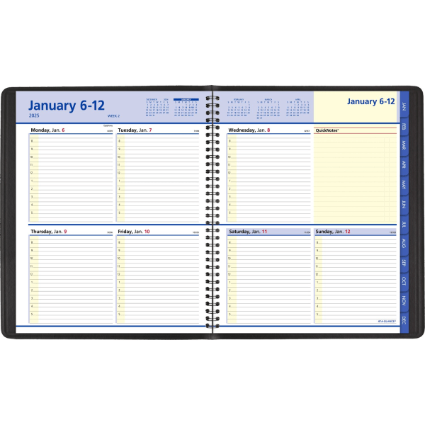 slide 2 of 4, 2025 At-A-Glance Quicknotes Weekly/Monthly Appointment Book Planner, 8"" X 10""?, Black, January To December, 760105, 1 ct