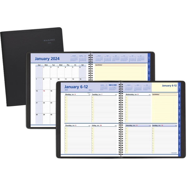 slide 4 of 4, 2025 At-A-Glance Quicknotes Weekly/Monthly Appointment Book Planner, 8"" X 10""?, Black, January To December, 760105, 1 ct