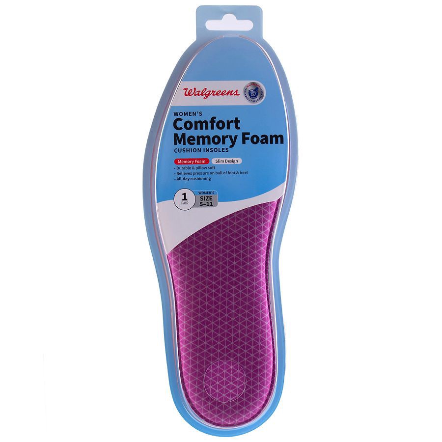 slide 1 of 1, Walgreens Women's Comfort Memory Foam Cushion Insoles, size 5 ct; 11 1pair