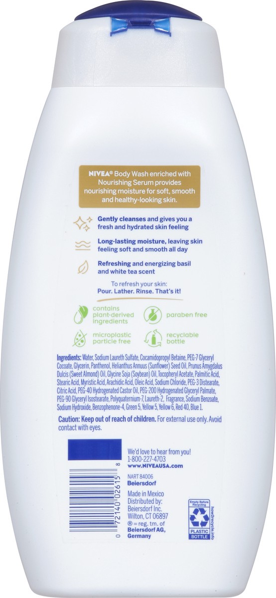 slide 6 of 9, Nivea Basil & White Tea Refreshing Body Wash 20 fl oz, 20 fl oz