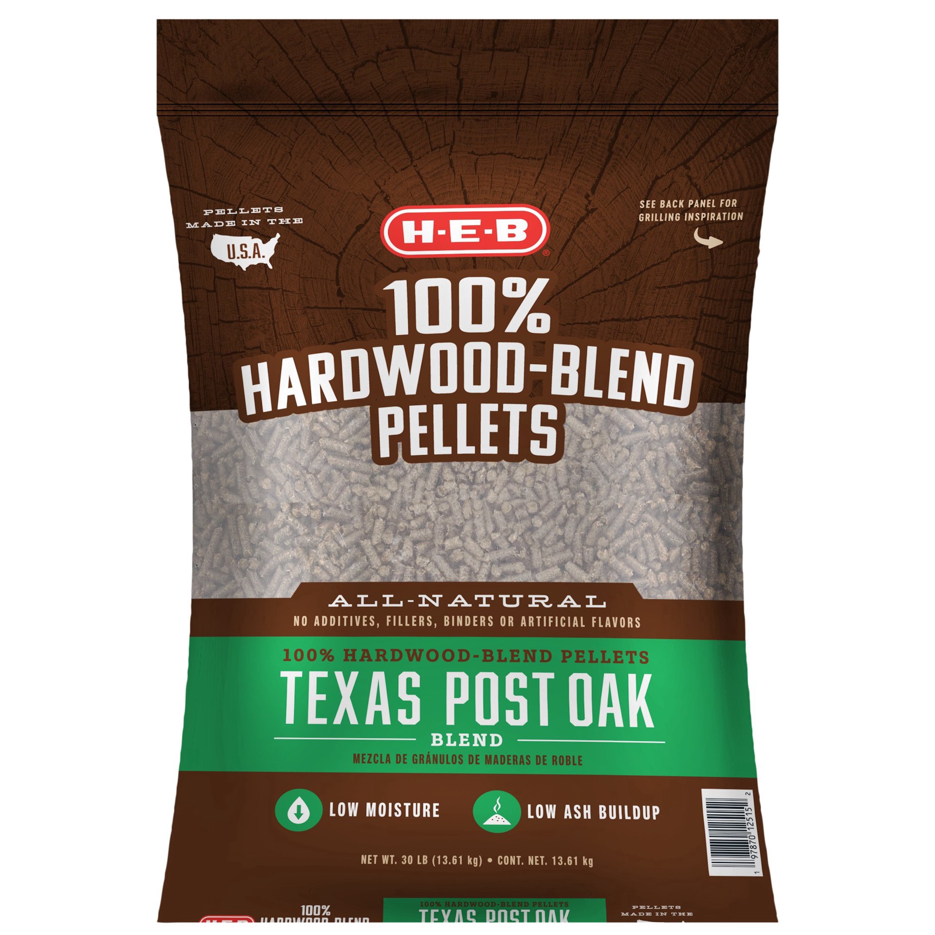 slide 1 of 1, H-E-B 100% Hardwood-Blend Pellets - Post Oak, 30 lb