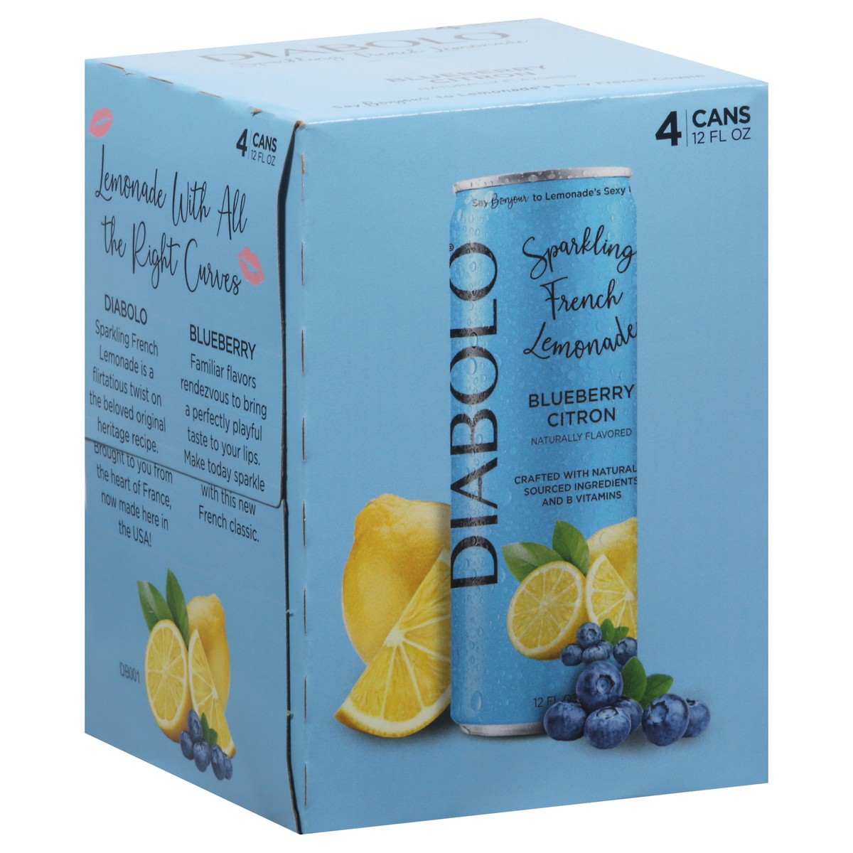 slide 2 of 9, DIABOLO Blueberry Citron Sparkling French Lemonade 4 - 12 fl oz Cans, 4 ct