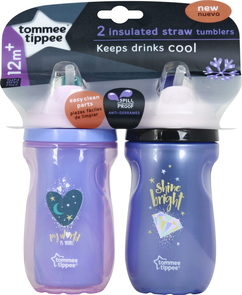 slide 4 of 10, Tommee Tippee 12+ Months 9 Ounce Insulated Straw Tumblers 2 ea, 2 ct