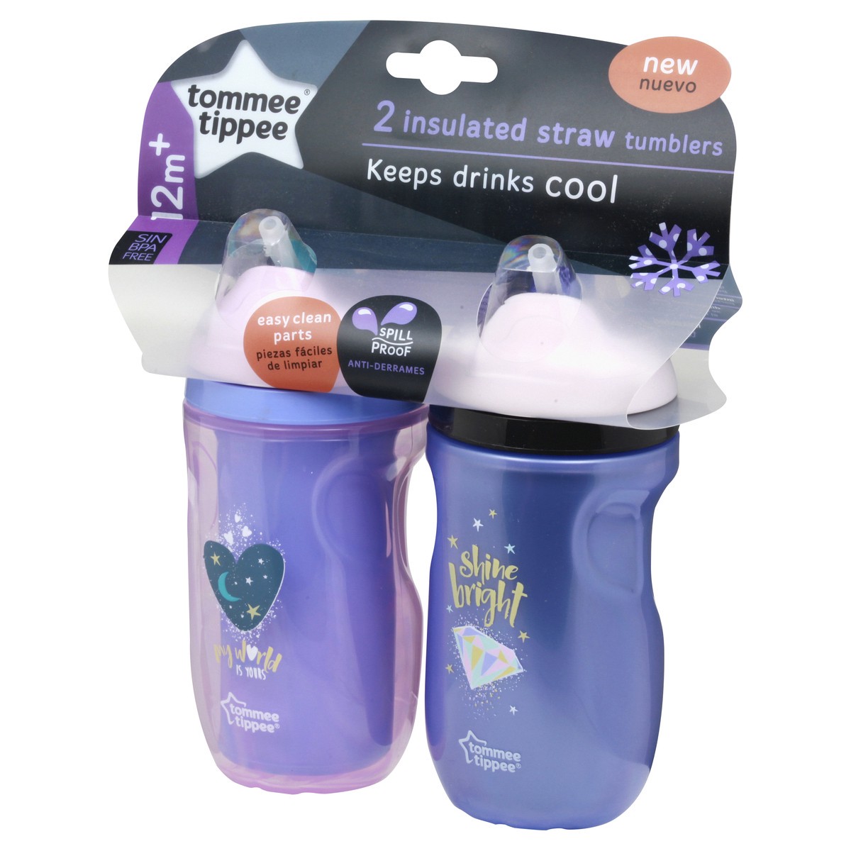 slide 6 of 10, Tommee Tippee 12+ Months 9 Ounce Insulated Straw Tumblers 2 ea, 2 ct