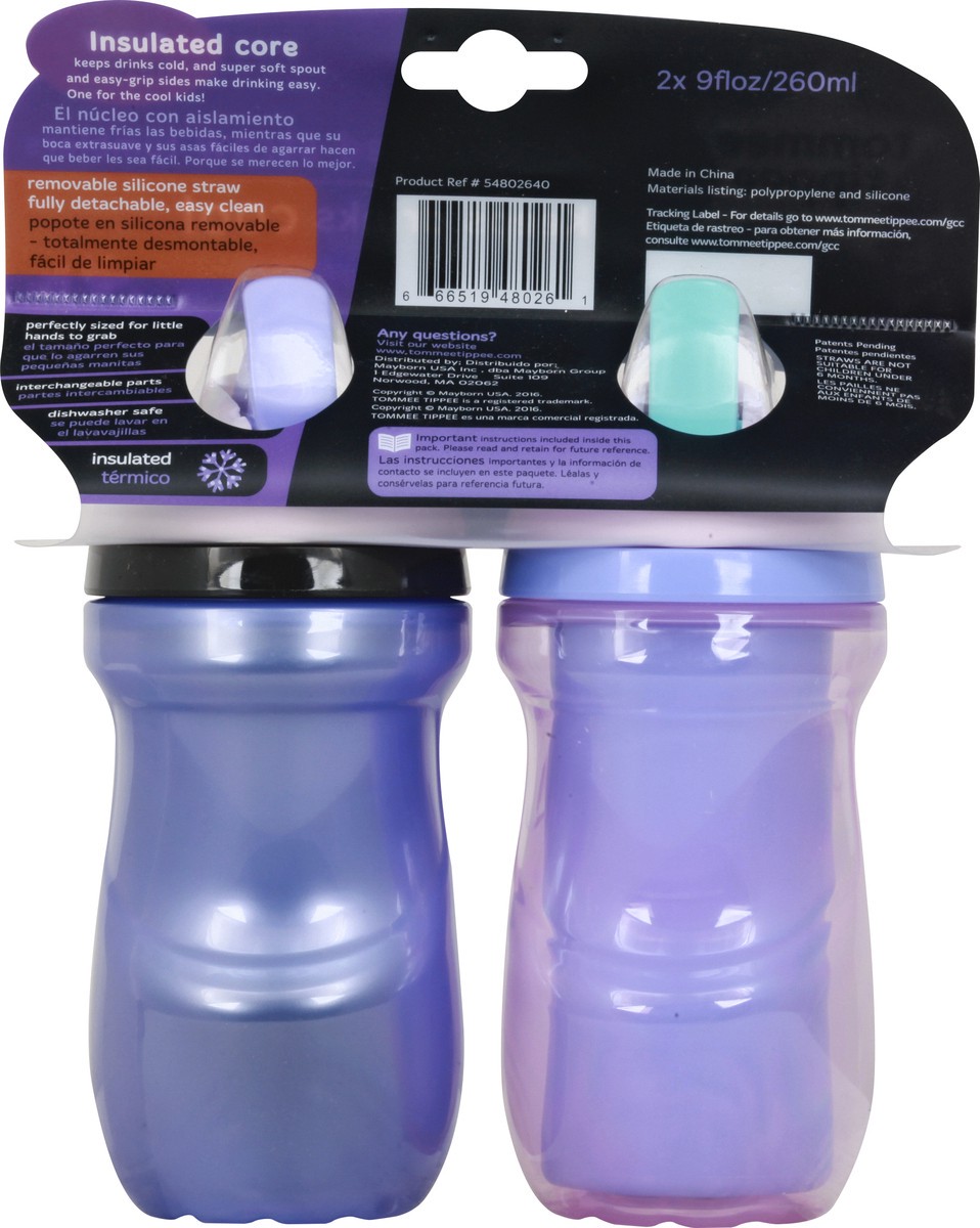 slide 3 of 10, Tommee Tippee 12+ Months 9 Ounce Insulated Straw Tumblers 2 ea, 2 ct