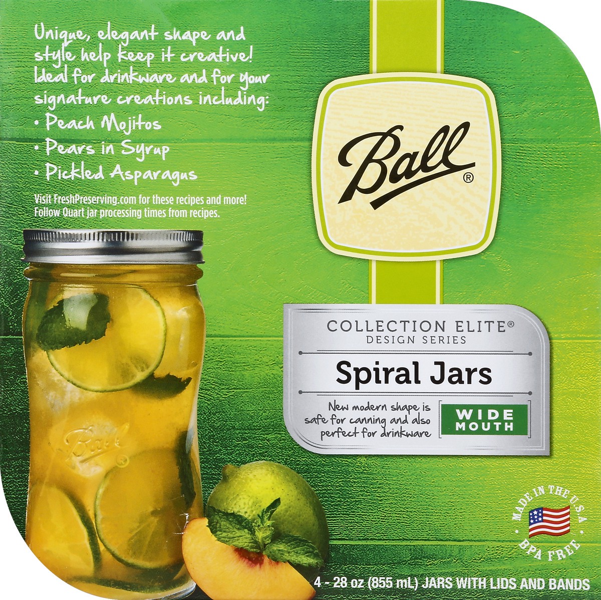 slide 2 of 4, Ball Spiral Jars 4 ea, 4 ct; 28 oz