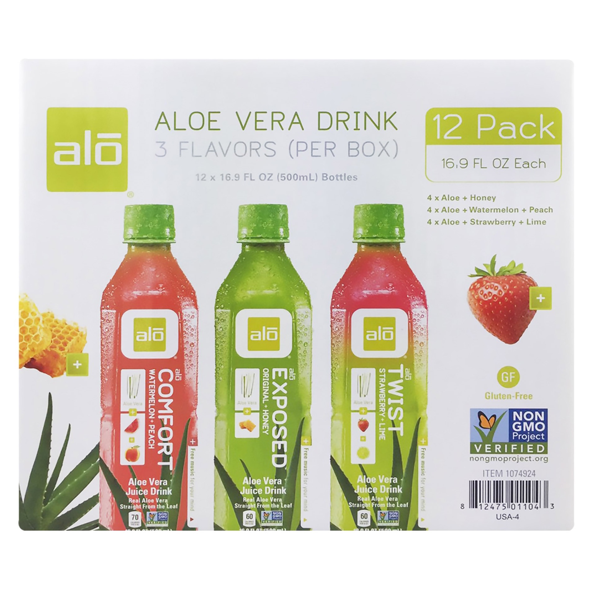 slide 1 of 2, Alo Aloe Vera Drink Variety Pack, 12 ct; 16.9 fl oz