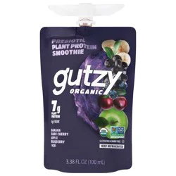 Gutzy Organic Banana Dark Cherry Apple Blueberry Acai Prebiotic Plant Protein Smoothie 3.38 fl oz