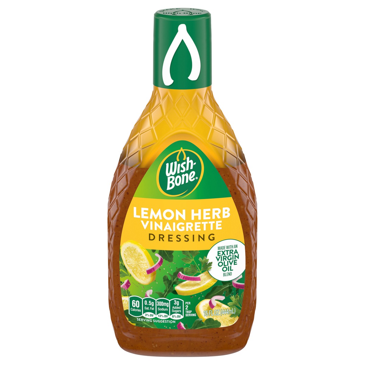slide 1 of 9, Wish-Bone Extra Virgin Olive Oil Blend Lemon Herb Salad Dressing, 15 fl. oz., 15
