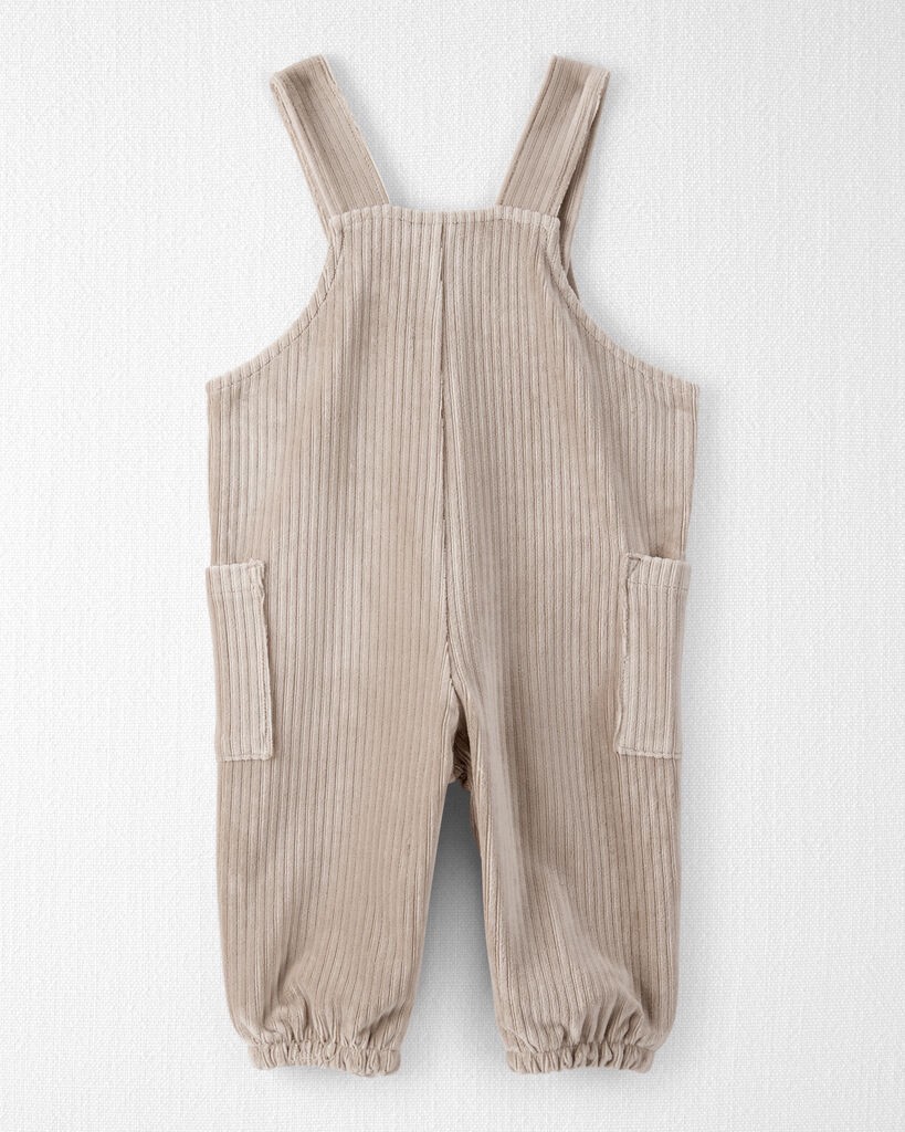 slide 2 of 4, Littleplanet Baby Recycled Velvety Corduroy Overalls Otter Beige NB, 1 ct