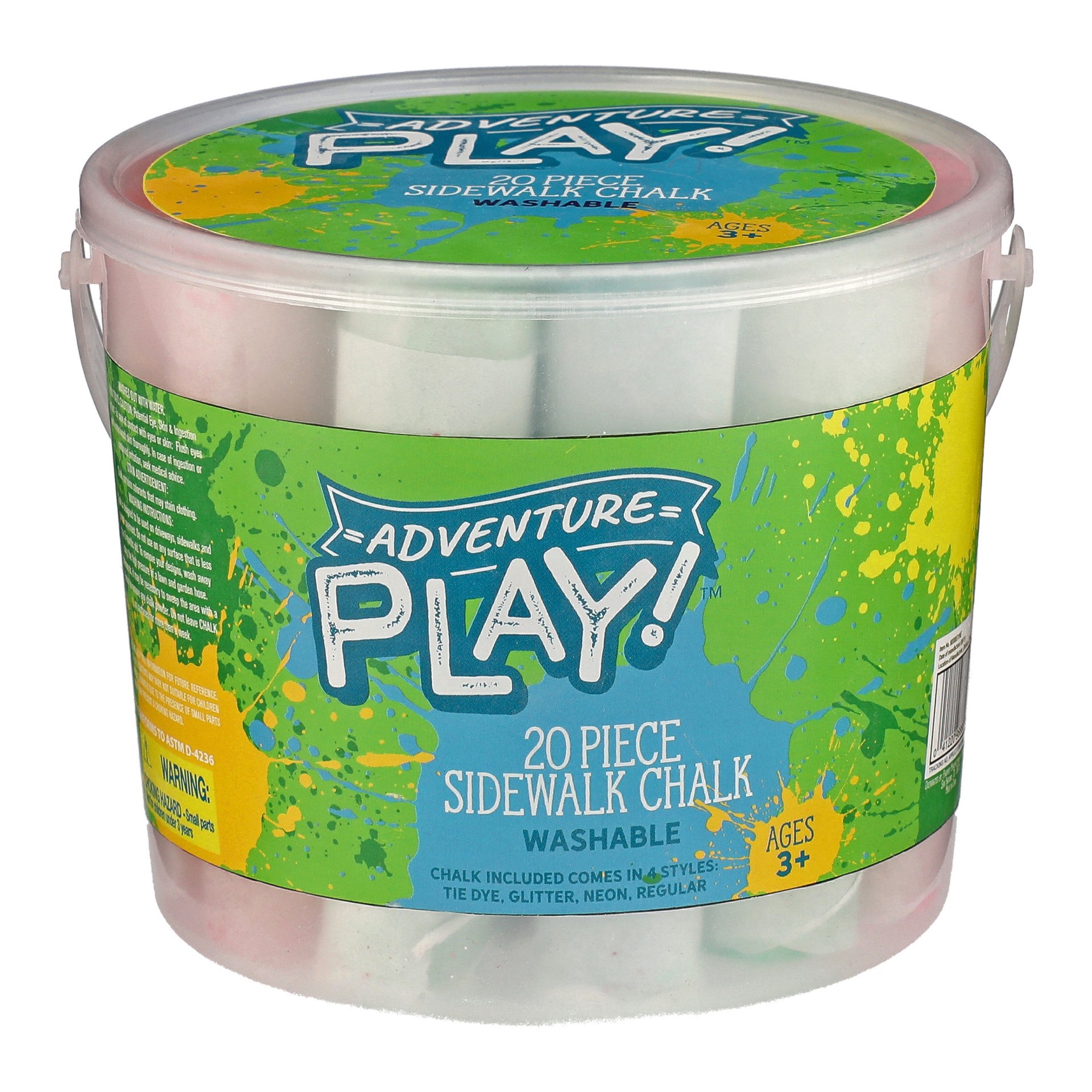 slide 1 of 1, Adventure Play! Jumbo Washable Sidewalk Chalk with Tub, 20 ct