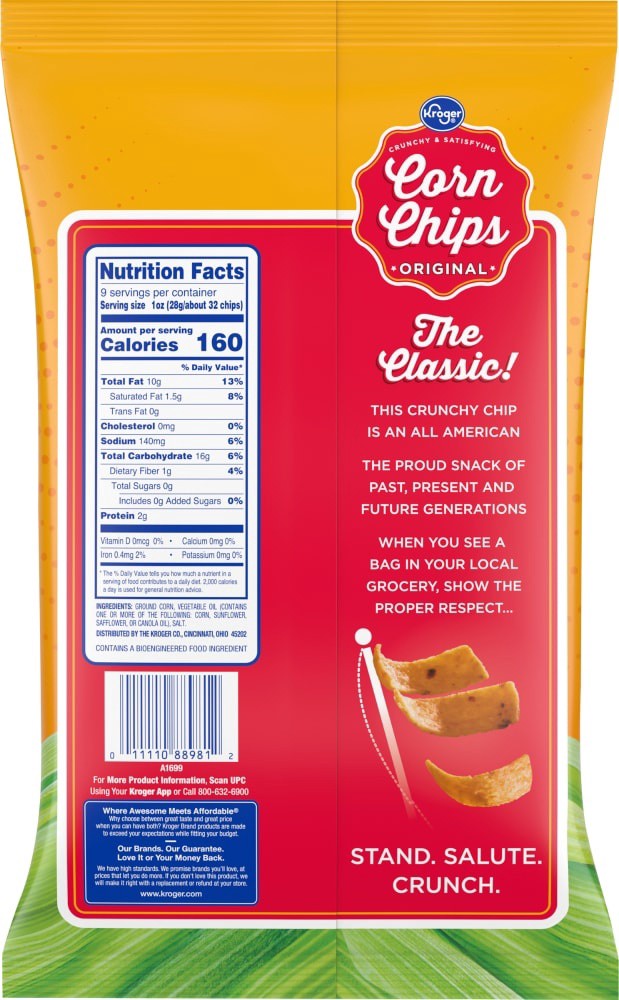 slide 4 of 4, Kroger Original Corn Chips - 9 oz, 9 oz