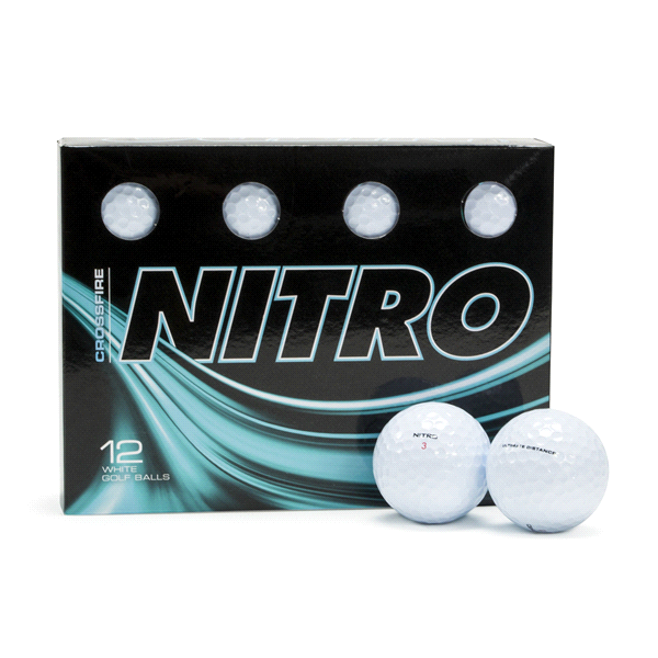 slide 1 of 1, Nitro Crossfire Golf Ball- White, 12 ct