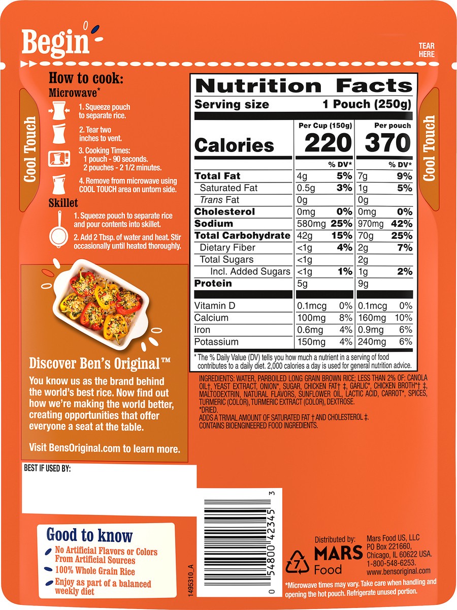 slide 8 of 9, Ben's Original Brown Rice, Whole Grain, Chicken Flavored, 8.8 oz