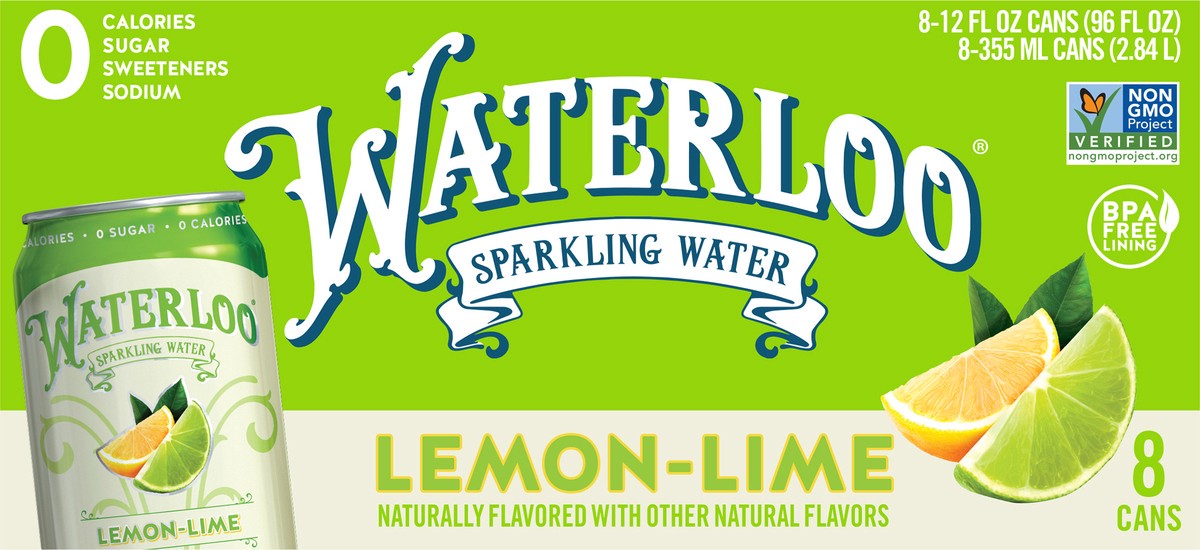 slide 2 of 2, Waterloo Lemon-Lime Sparkling Water - 8 ct, 8 ct