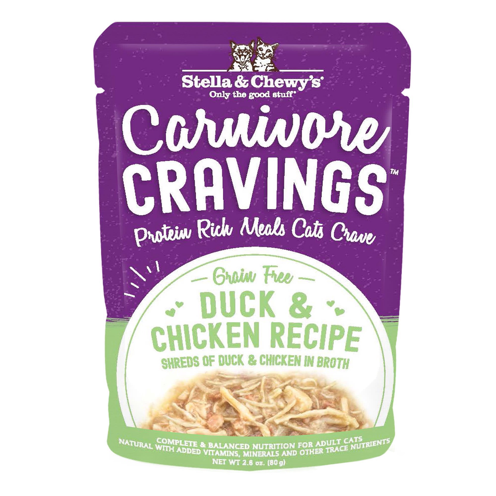 slide 1 of 1, Stella & Chewy's Carnivore Cravings Protein Rich Meal or Topper Duck & Chicken Recipe Wet Cat Food, 2.8 oz., 2.8 oz