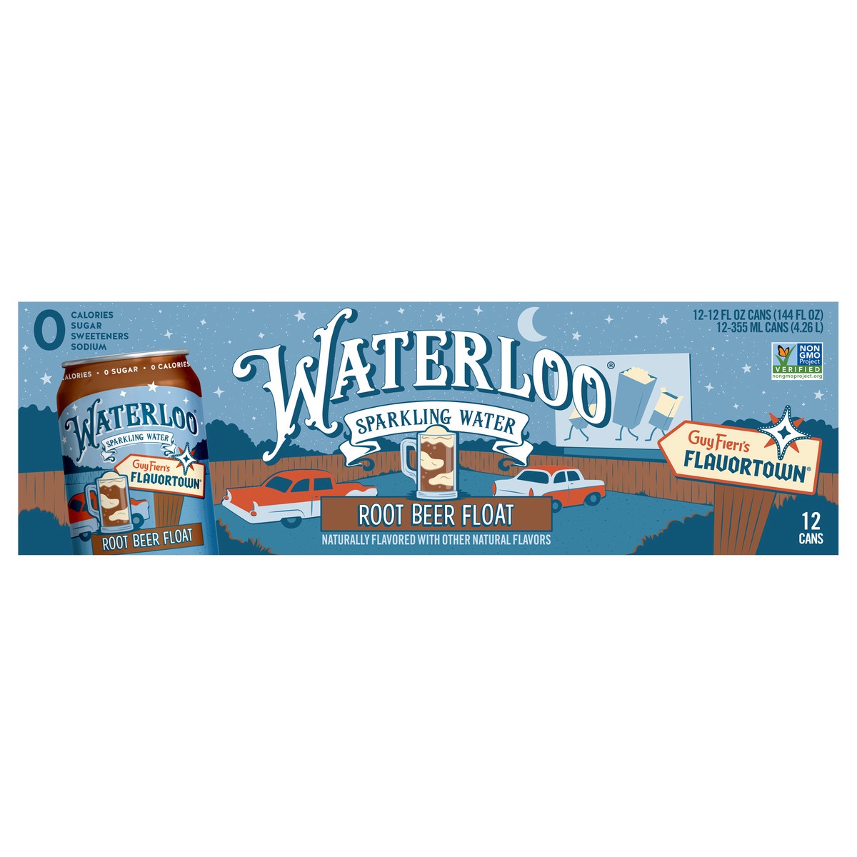 slide 1 of 8, Waterloo Flavortown Root Bear Float Sparkling Water 12 pk Cans, 12 oz