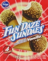 slide 1 of 1, Kroger Fun-Days Sundaes Vanilla Cones, 4 ct; 4.6 fl oz