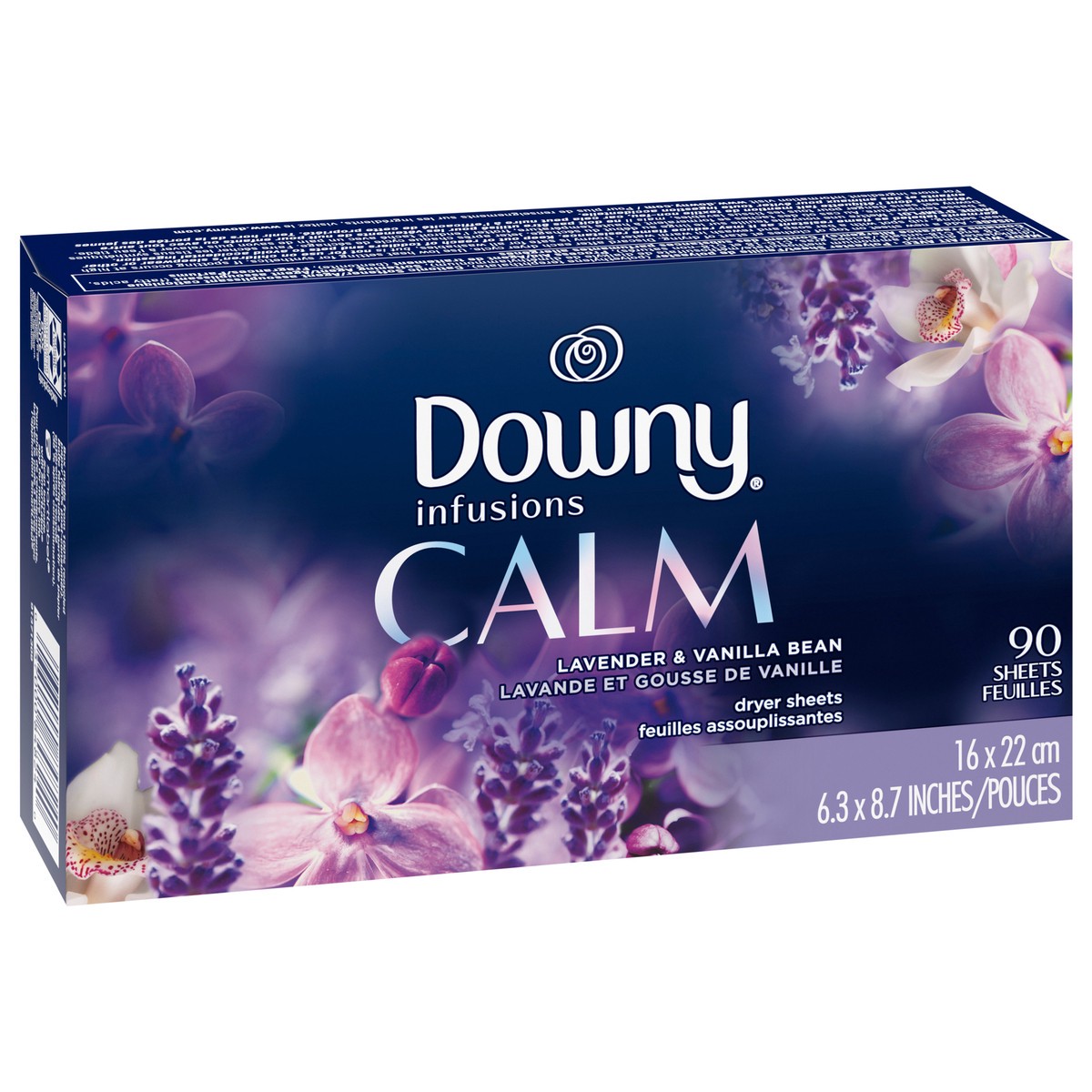 slide 6 of 9, Downy Infusions Fabric Softener Dryer Sheets, Calm, Lavender & Vanilla Bean, 90 count, 90 ct