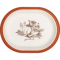 Holiday Home Gingham Turkey And Gourd Oval Platter, 1 ea