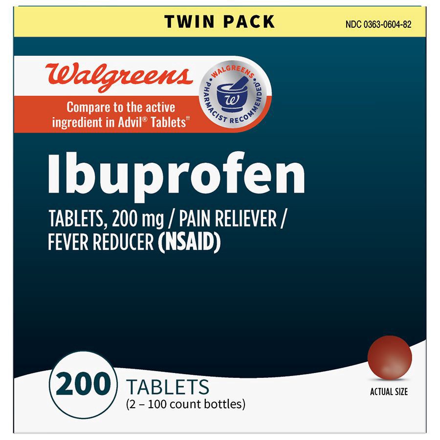 slide 1 of 5, Walgreens Ibuprofen Tablets 200 mg, Pain Reliever/Fever Reducer, 100 ct