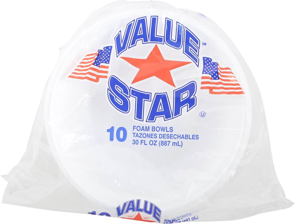 slide 1 of 9, Value Star Disposable Foam Bowls 30Oz, 10 ct