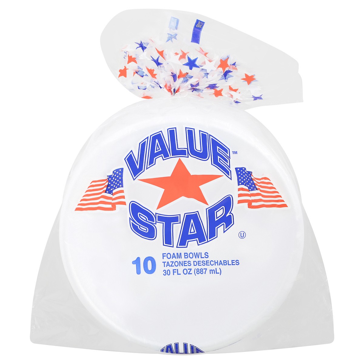 slide 1 of 9, Value Star Disposable Foam Bowls 30Oz, 10 ct