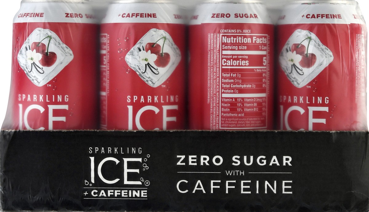 slide 6 of 10, Sparkling ICE + Caffeine, Cherry Vanilla - 16 fl oz, 16 fl oz