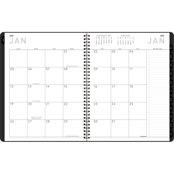 slide 2 of 4, 2025 At-A-Glance Contemporary Lite Weekly/Monthly Planner, 8-1/4"" X 11"", Black, January To December, 7095Xl05, 1 ct