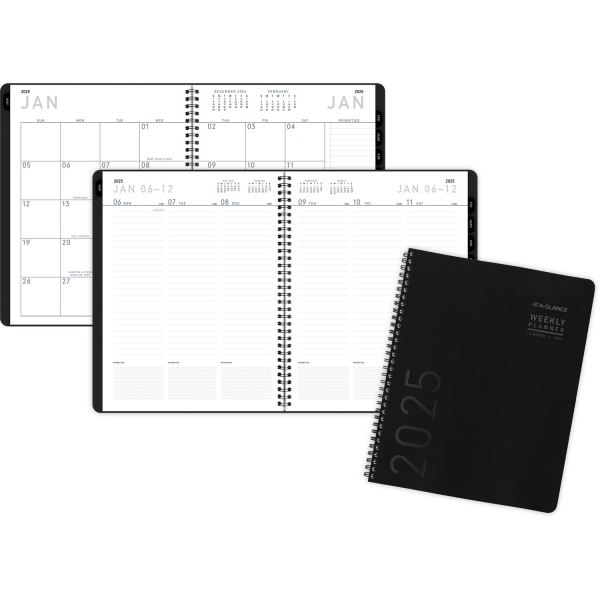 slide 4 of 4, 2025 At-A-Glance Contemporary Lite Weekly/Monthly Planner, 8-1/4"" X 11"", Black, January To December, 7095Xl05, 1 ct