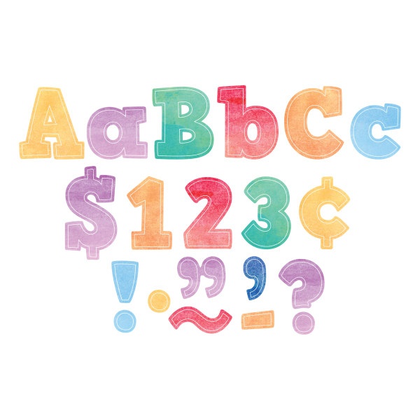 slide 1 of 1, Teacher Created Resources Bold Block Letter Accents, 4'', Watercolor, Pack Of 230 Pieces, 230 ct