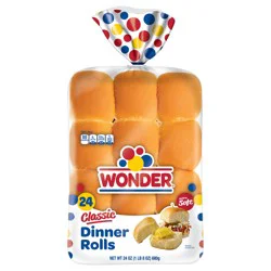 Wonder Bread Dinner Rolls, Soft White Bread Rolls, 24 Count