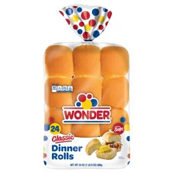 Wonder Bread Dinner Rolls, Soft White Bread Rolls, 24 Count