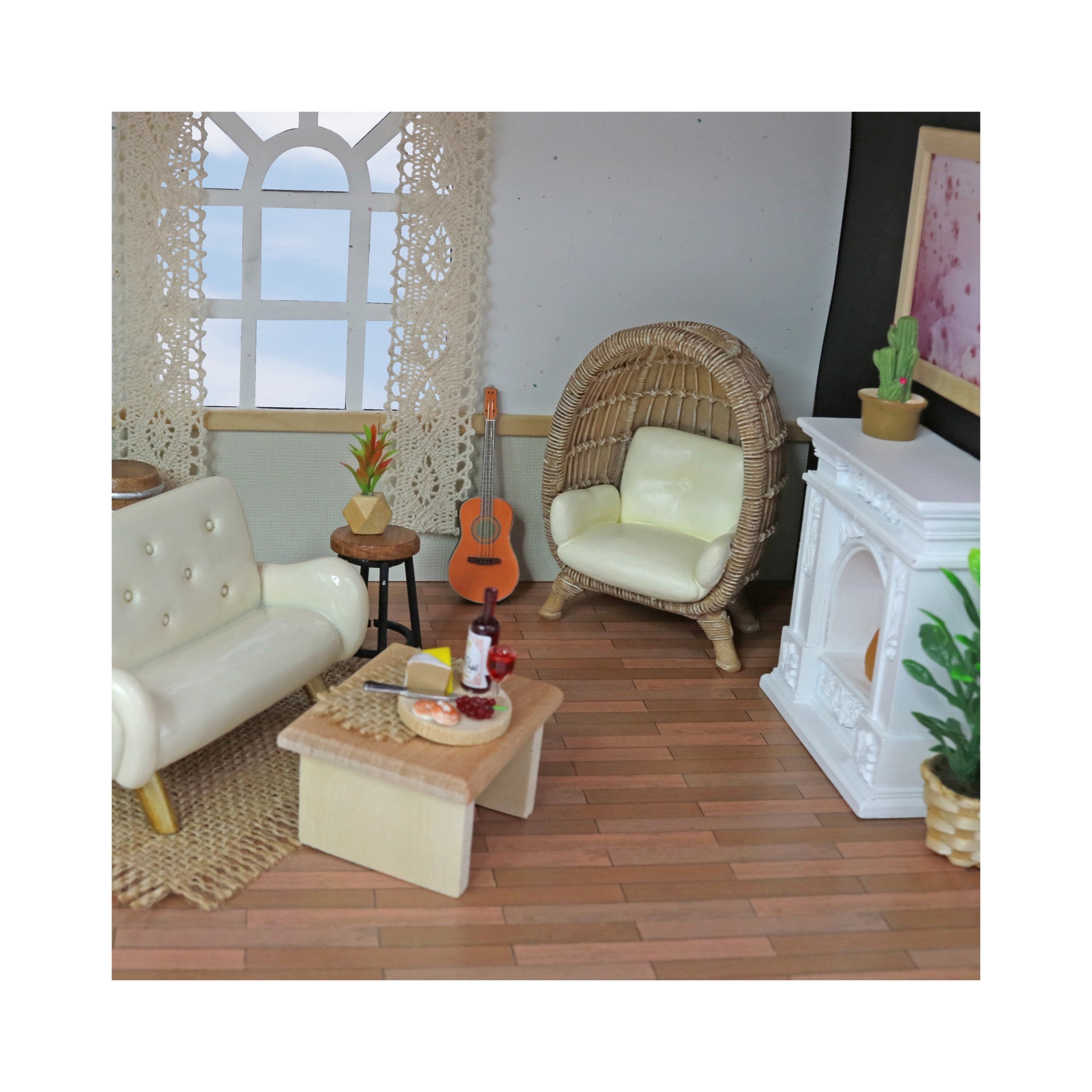 slide 3 of 4, Miniature White Led Fireplace By Make Market, 2.96 in x 2.73 in x 1.45 in