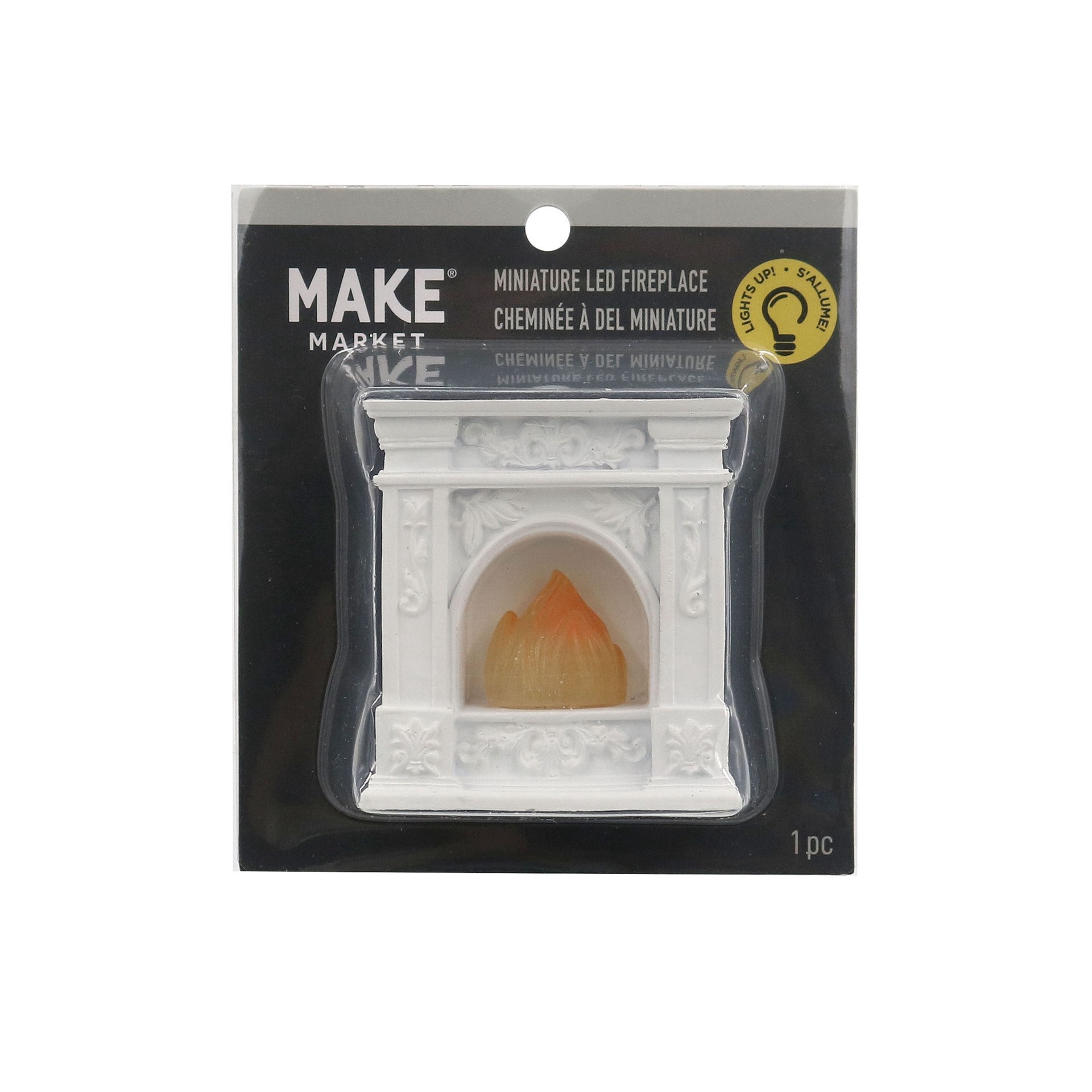 slide 4 of 4, Miniature White Led Fireplace By Make Market, 2.96 in x 2.73 in x 1.45 in