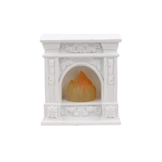 slide 1 of 4, Miniature White Led Fireplace By Make Market, 2.96 in x 2.73 in x 1.45 in