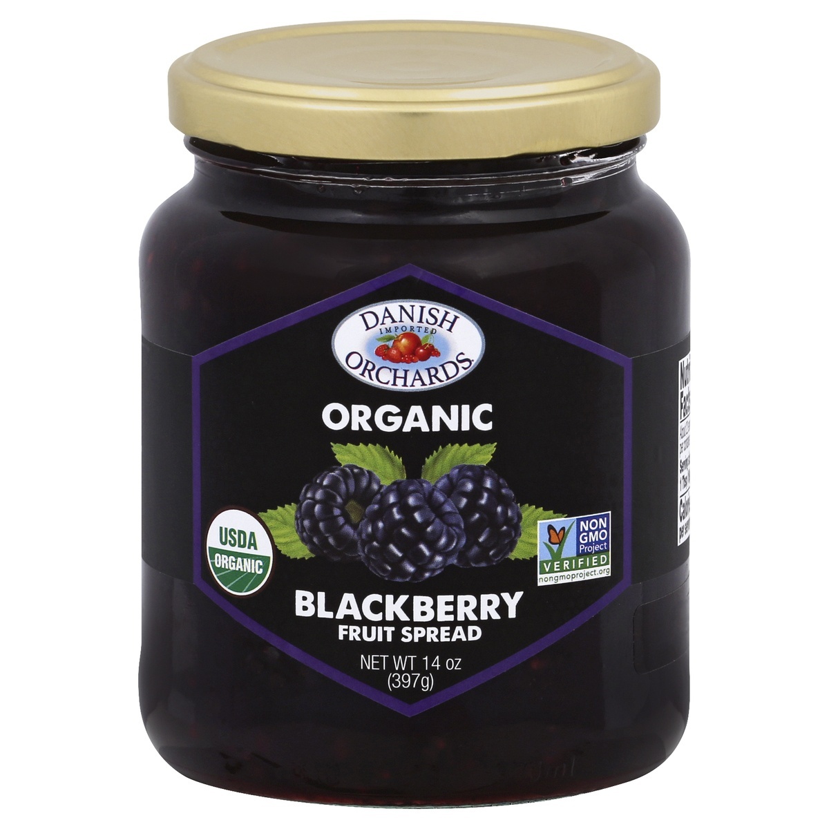 slide 1 of 2, Danish Orchards Fruit Spread Organic Blackberry, 14 oz