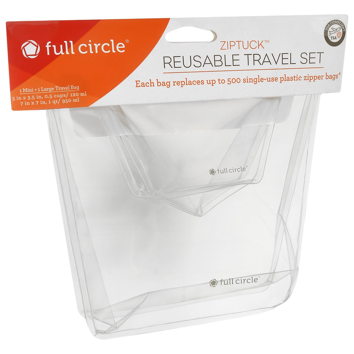 slide 2 of 8, Full Circle Market ZipTuck Reusable Travel Bags, 2 ct