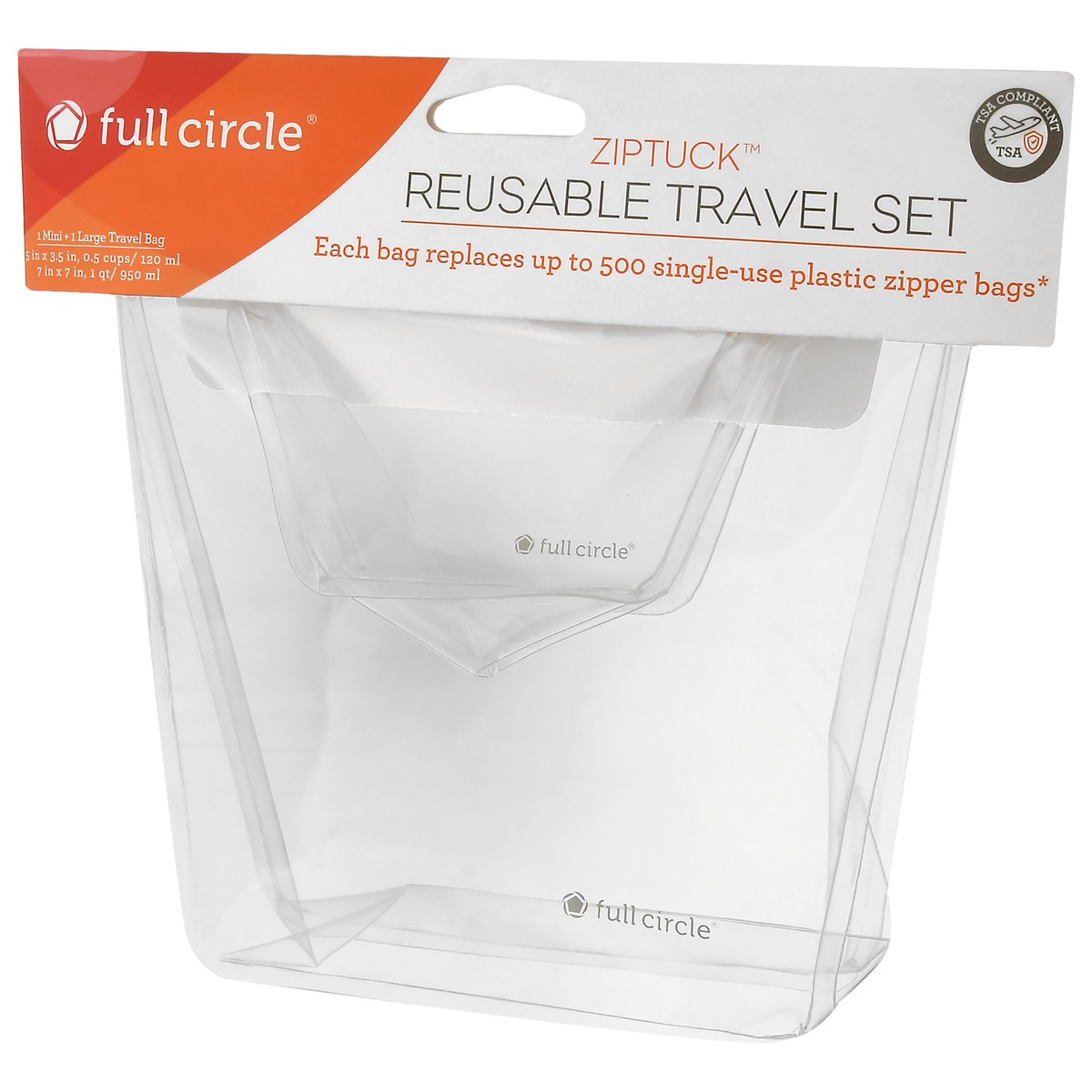 slide 3 of 8, Full Circle Market ZipTuck Reusable Travel Bags, 2 ct