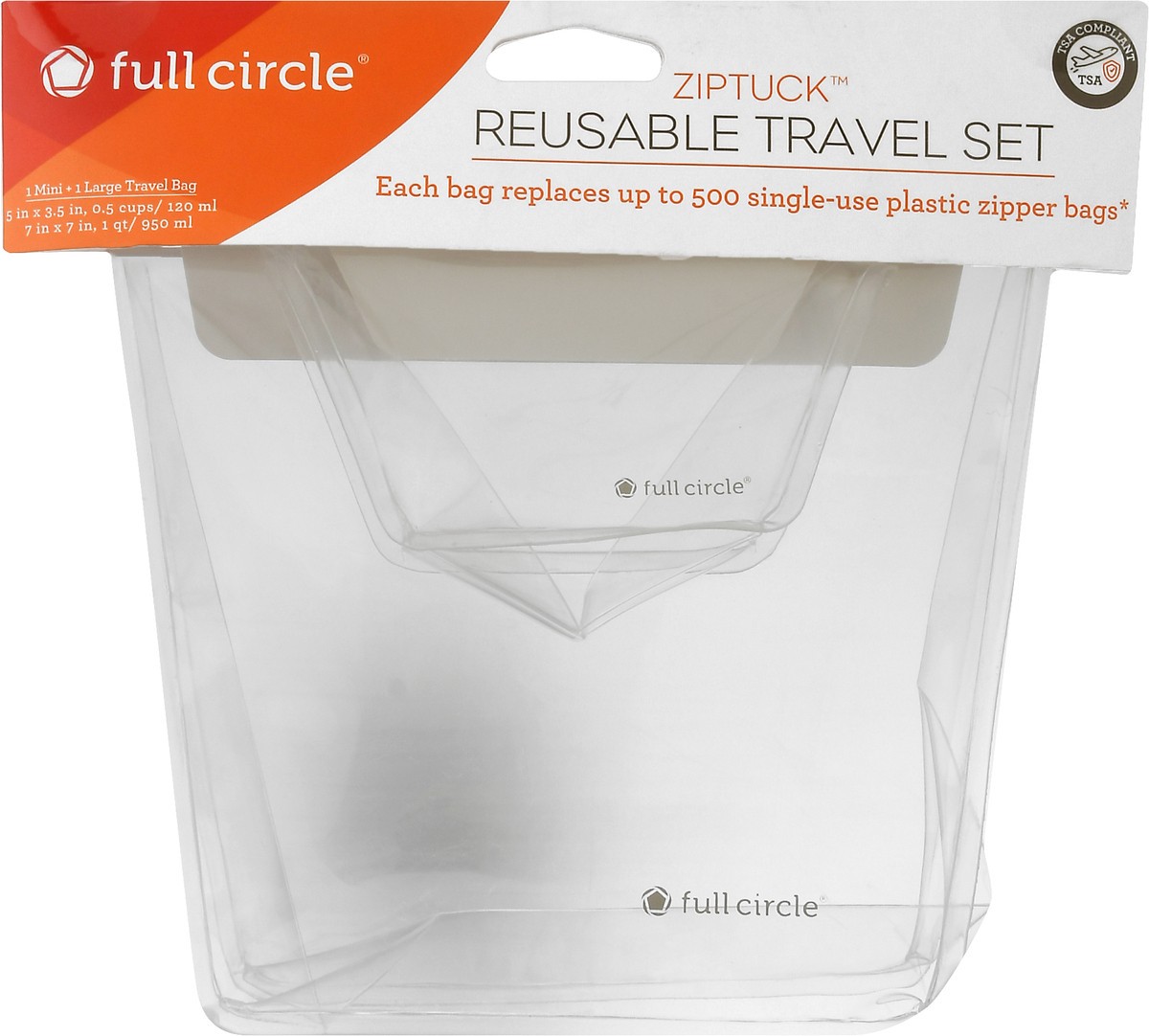 slide 7 of 8, Full Circle Market ZipTuck Reusable Travel Bags, 2 ct