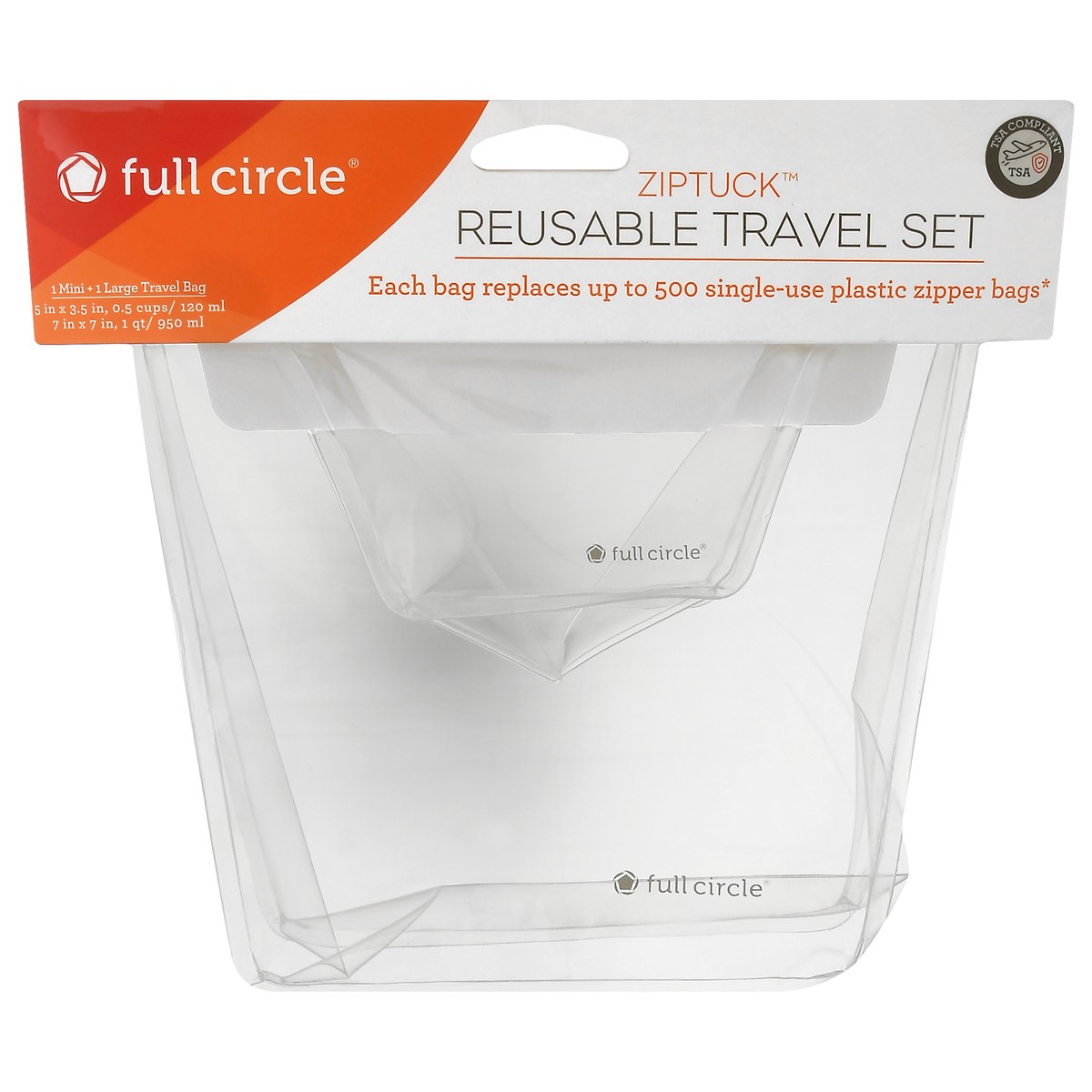 slide 1 of 8, Full Circle Market ZipTuck Reusable Travel Bags, 2 ct