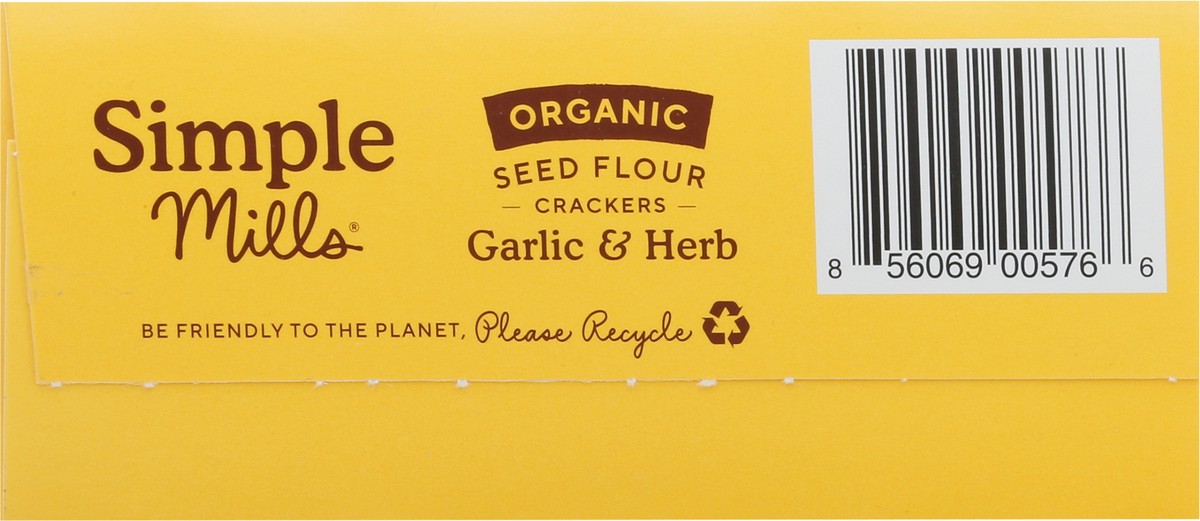 slide 2 of 9, Simple Mills Organic Garlic & Herb Seed Flour Crackers 4.25 oz Box, 1 ct