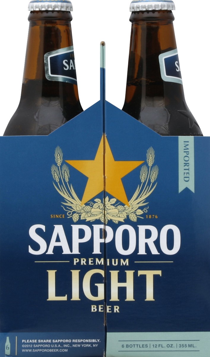 slide 2 of 4, Sapporo Light Beer 12oz 6pk Bottle, 6 ct; 12 oz