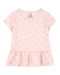 Carter's Toddler Orange Print Short-Sleeve Fashion Top Pink 5T
