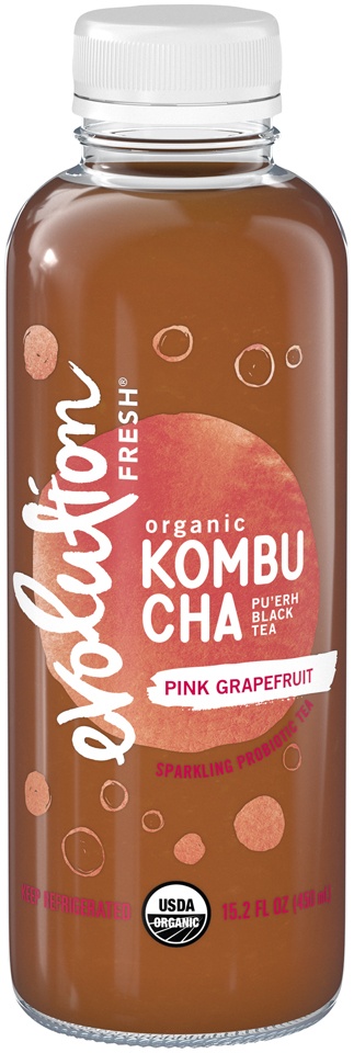 slide 1 of 1, Evolution Fresh Organic Kombu Cha Pu'Erh Black Tea Pink Grapefruit Sparkling Probiotic Tea - 15.2 fl oz, 15.2 fl oz