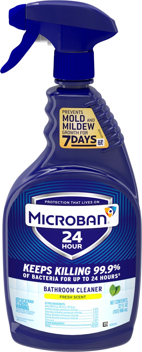 slide 3 of 3, Microban 24 Hour Bathroom Cleaner and Sanitizing Spray - Fresh Scent - 32 fl oz, 32 fl oz